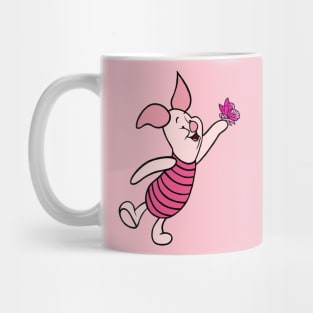 Little Pig with Awareness Ribbon Butterfly (Pink) Mug